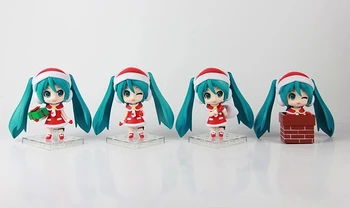 Newest arrival 4pcs/set Japana anime Q version Hatsune Miku for Christmas gift action pvc figure toy tall 10cm in box as gift.