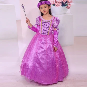 New Brand kids girls Dress Rapunzel Cosplay Costume Princess Sofia Dress party tutu Dresses Fantasia Vestidos