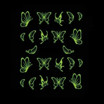 1 sheet Glow in the Dark Lovely Nail Art Water Transfer Stickers Decals Decoration Butterfly Design Luminous Decorations SADG007