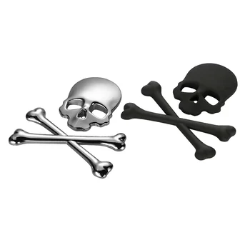 3D 3M Skull Metal/ABS Skeleton Crossbones Car Motorcycle Sticker Label Skull Emblem Badge car styling stickers decal accessories
