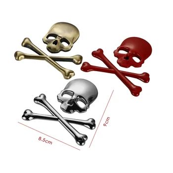 3D 3M Skull Metal/ABS Skeleton Crossbones Car Motorcycle Sticker Label Skull Emblem Badge car styling stickers decal accessories