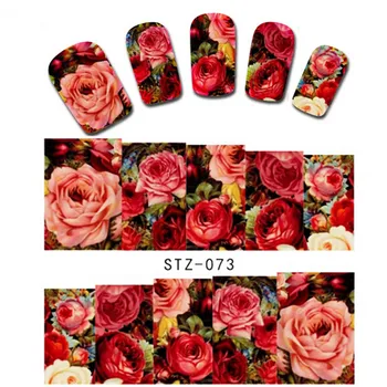 1 sheet Sexy Red Rose Water Transfer Nail Art Stickers Decals Decorations DIY Watermark Wraps Manicure Tools SASTZ-073