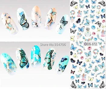 DS072 2017 Nail Design Water Transfer Nails Art Sticker Colored Butterfly Nail Wraps Sticker Watermark Fingernails Decals
