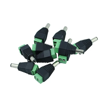 10 Pcs 12V 2.1 x 5.5mm DC Power Male Plug Jack Adapter Connector Plug for CCTV single color LED Light