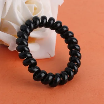 4PCS/lot Women Girls Hair Bands Black Elastic Rubber Telephone Wire Style Hair Ties Plastic Rope Hair Accessories