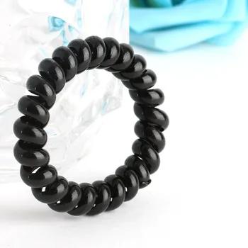 4PCS/lot Women Girls Hair Bands Black Elastic Rubber Telephone Wire Style Hair Ties Plastic Rope Hair Accessories