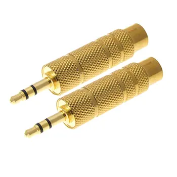 IMC Hot 2 Pcs Gold Plated 3.5mm Stereo Male to 6.3mm Audio Mono Adapter