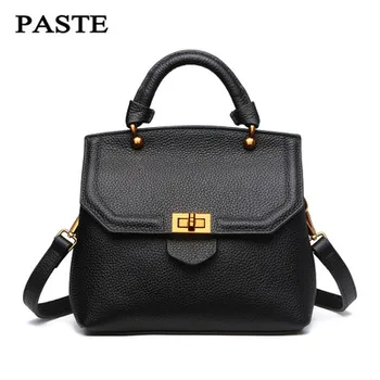 PASTE Fashion The new covers the first layer Cow leather cowhide handbag cowhide Messenger bag female package shell wave
