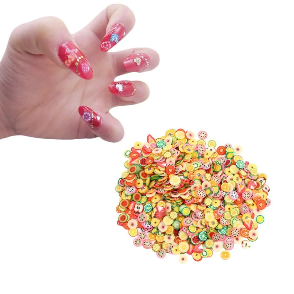 New 1000pcs/pack Nail Art 3D Fruit Fimo Slices Polymer Clay DIY Slice Decoration Nail Sticker
