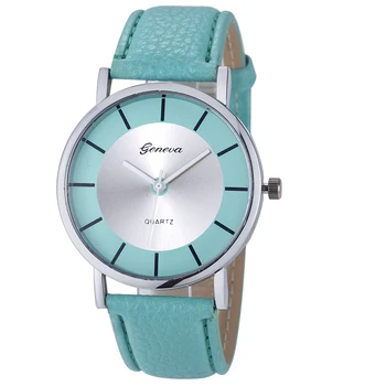 2017 Women Geneva Watch Casual Sports Clock Quartz Wristwatches Mens Retro Leather Analog Big Dial Watches Relogio Feminino #N