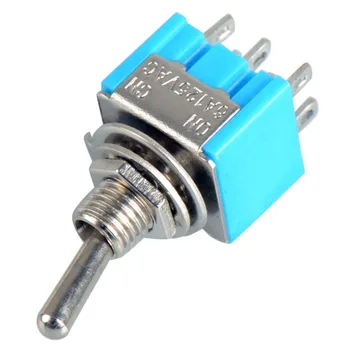 5pcs/Lot Blue 6-Pin DPDT ON-ON Mini 6A125VAC Miniature Toggle Switches VE068 P