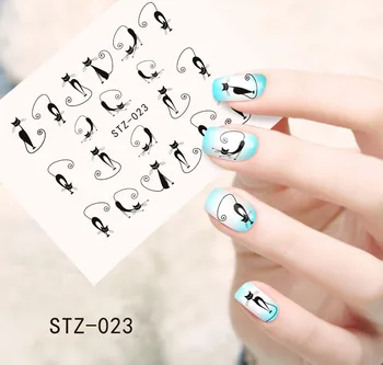 1 sheet Sexy Stray Black Cute Design Nail Art Water Transfer Stickers Decals DIY Beauty Decal Nail Decoration Tools SASTZ023
