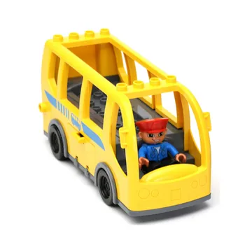 Bus and Driver Set Baby Toys Big Building Blocks DIY Bricks Compatible with Duploeed brinquedos