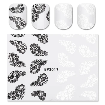 White Black Lace Nail Water Decals Sticker Transfer Sticker Flower Pattern Manicure Decoration