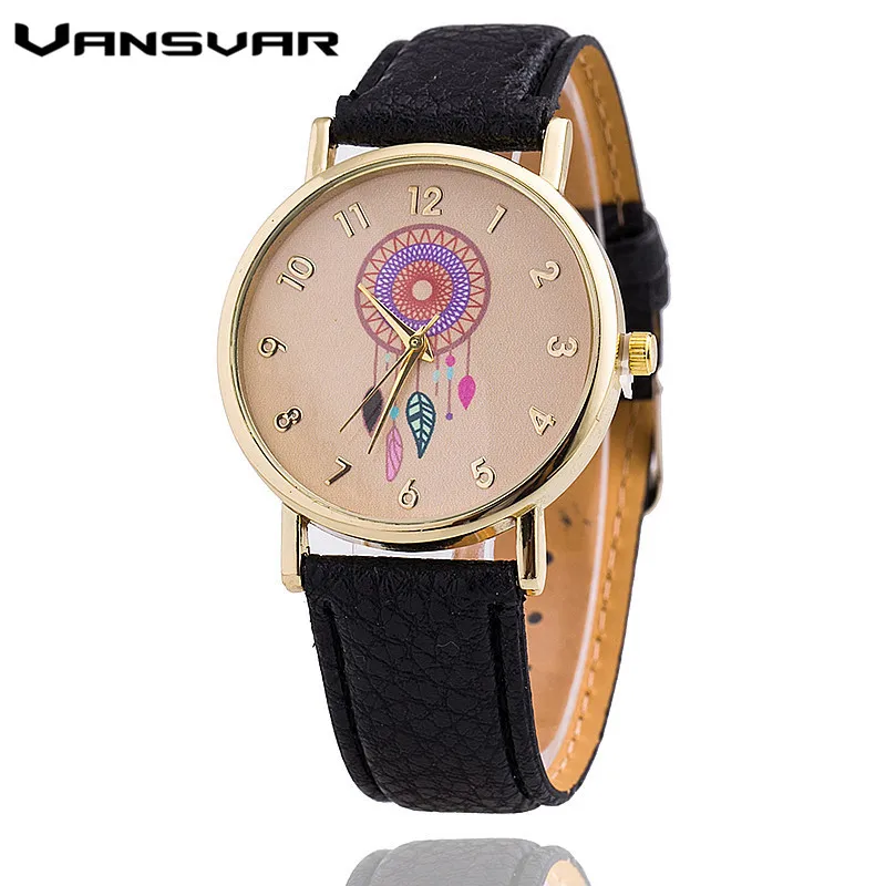 Vansvar Dreamcatcher Women Quartz Watches Reloj Mujer Relogio Feminino Leather Strap Wristwatch Dress Watch Clock 1635