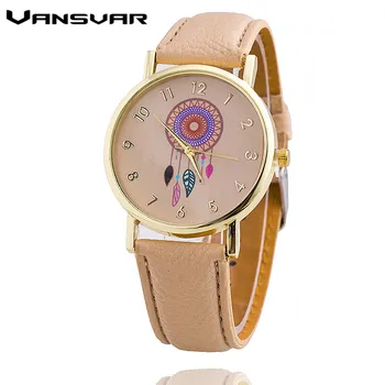 Vansvar Dreamcatcher Women Quartz Watches Reloj Mujer Relogio Feminino Leather Strap Wristwatch Dress Watch Clock 1635