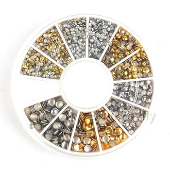 500Pcs 1.2mm/2mm/3mm Mini Gold And Silver Round Stud Rhinestone Nail Art Decoration w/box #12411