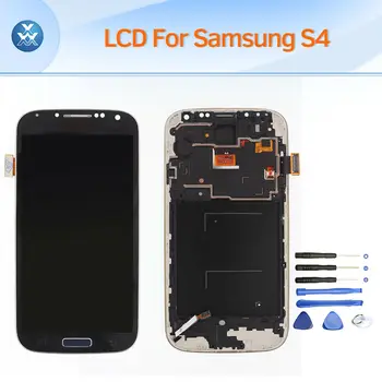 Complete assembly LCD display for Samsung Galaxy S4 i9500 i9505 LCD screen touch digitizer frame replacement pantalla white blue