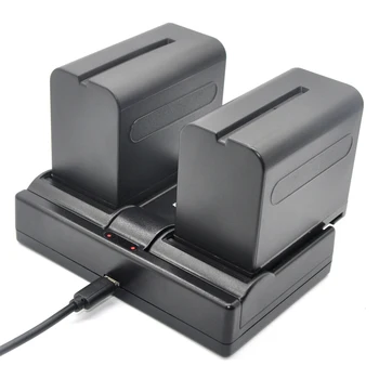 2Pcs 7200mAh NP-F960 NP-F970 batteries / F960 Battery Pack + Dual USB Charger for Sony NP-F550 NP-F770 NP-F750 F960 F970