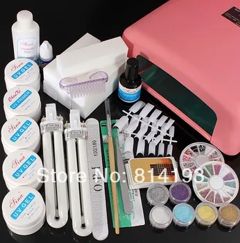 Pro New 36W Nail Art Tips UV Gel Lamp Bulbs Nails Dryer Glitter Polish Manicure Curing Kit Set