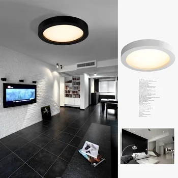 Modern Remote Dimmable Ceiling light LED lamp iron baked paint Black/White Acrylic faceplate panel for Bedroom LED light fixture