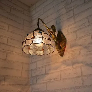 Simple modern European style LED Frosted Glass wall lamp Tiffany lamp bedside bedroom wall lamp Mermaid peacock tail Wall Sconce