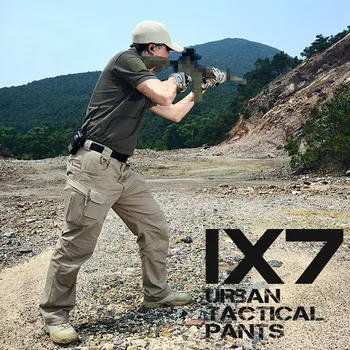 Khaki / Black IX7 Urban Military Army Training Pant Hiking Hunting Camping Combat Tactical Cargo Pants Trousers