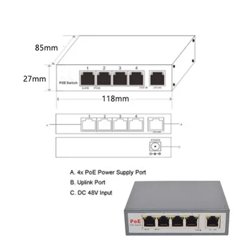 CTVMAN 5-Ports PoE Switch 4 POE Ports IEEE 802.3af Standards100Mbps Power Over ethernet For Security Surveillance IP Camera