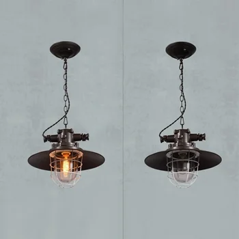 Retro Indoor Explosion-proof Lighting Vintage Pendant Light LED Lights Iron Cage Lampshade Warehouse Style Chain Light Fixture