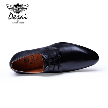 DESAI NEW Black Men's Business Suits Leather Casual Shoes Stylish Pointed Toe Pure Color First Layer Leather Wedding Dress Shoes