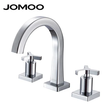 JOMOO Brass Chrome Finish Fission Basin Faucet Double-handle Three Holes Bathroom faucet European-style Water Mixer Tap