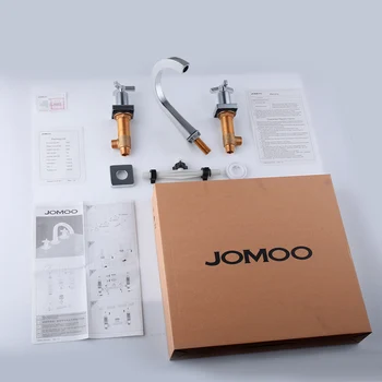 JOMOO Brass Chrome Finish Fission Basin Faucet Double-handle Three Holes Bathroom faucet European-style Water Mixer Tap