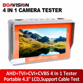 Portable 4 in 1 AHD+TVI+CVBS +CVI Camera Tester 1080P CCTV Tester 4.3 Inch LCD Video Test 5V/12V Power Output Cable Test