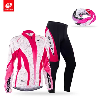 Nuckily Spring/Autumn Cycling Jersey Sets Full Zipper Bicycle Clothes Riding Outdoor Sportwear with head scarf GC003GD003+PG99