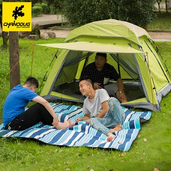 Chanodug Ultra Large 3-4 Person Rainproof Outdoor Tourist Camping Tent Hiking Picnic Fishing Tent Automatic and Manual Avaliable