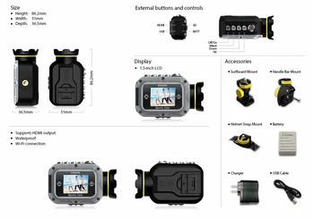2017 New Style Waterproof WIFI Sports DV Action Camera With Remote Control 1.5