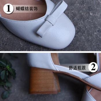Artmu 2017 Spring and Summer New Women Sandals Thick Heels 4.5cm Genuine Leather Shoes Buckle Sweet Sandals G202-8