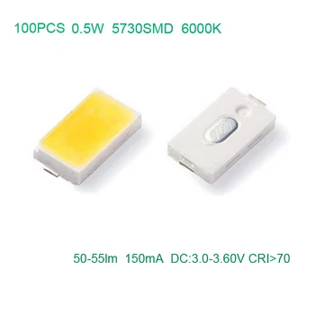 100Pcs 0.5w LED Chip 50-55lm 6000K White SMD 5730 Light LED Diodes Bigger LED Chip