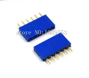 50Pcs Blue 2.54mm 6pin 6p Dip Single Row Female Pin Header Connector For DIY