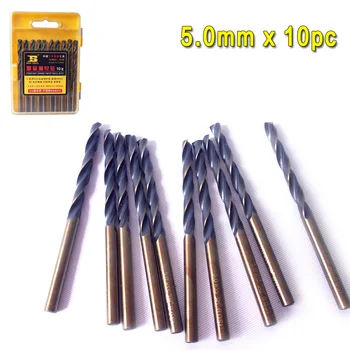 Wholesale BOSI 10pc/pack 5.0mm HSS straight shank twist drill bits HRC65-68