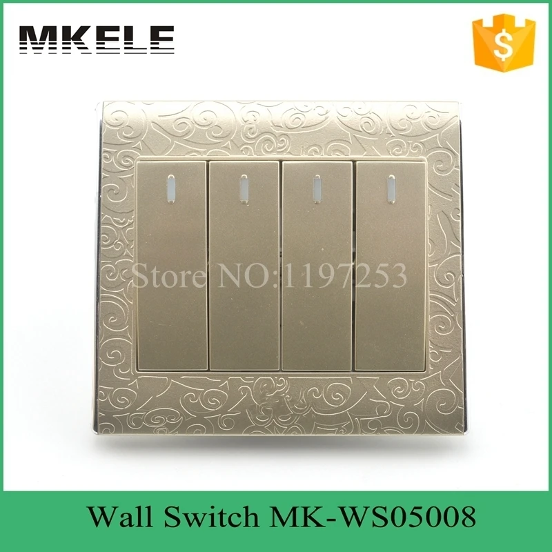 MK-WS05008 Impact resistance wholesale classical 4 Gang 2 way switch led touch light switch