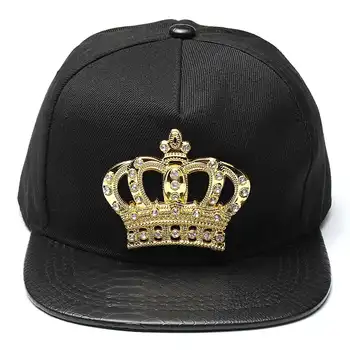 Mens Womens Snapback Hat KING Crown Baseball Caps Adjustable Hip Hop Hats Black Summer Peaked Rhinestone Crystal Sun Cap