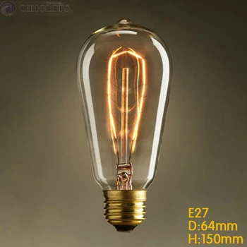 Ampoule Edison Bulb E27 40W 220V Vintage Edison Filament Bulb Lighting ST64 Warm Yellow Incandescent Bombillos Bulb Lamp Lights