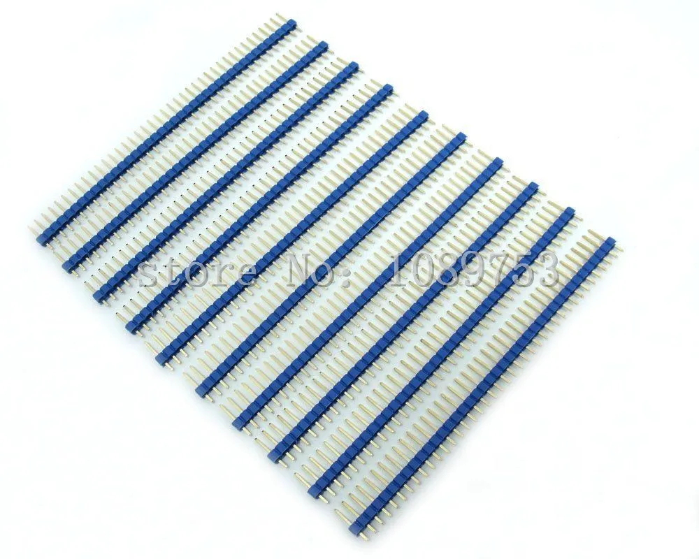 100pcs 2.54mm 1x40Pin Blue Single Row Straight Male Pin Header Gold-plated
