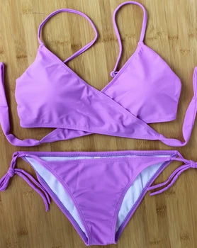 2017 Ladies Swimsuit Low Waist Bathing Suit Swimwear Bikini Cross Strap Bikini Brazilian Sexy Bandage Halter Biquini Beachwear