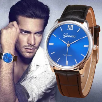 Men Watches 2016 Vintage Montre homme PU Leather Alloy Quartz Men Wrist Watch Relogio masculino mens watches top brand luxury