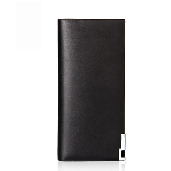 Male purses and leather wallet Men fashion brands Long thin 0.5CM Credit card holders 2 fold black and brown