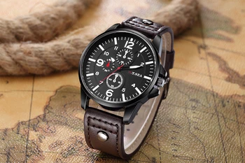 Luxury O.T.SEA Brand Leather Strap Watches Men Casual Military Sports Quartz Wristwatch Male relogio masculino 8164