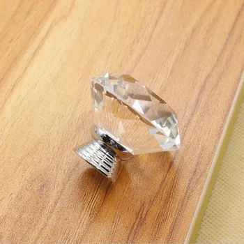 New 40mm Diamond Clear Crystal Glass Door Pull Drawer Cabinet Furniture Accessory Handle Knob
