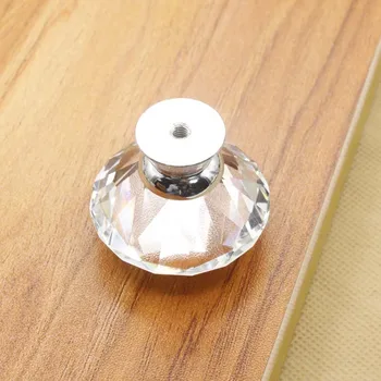 New 40mm Diamond Clear Crystal Glass Door Pull Drawer Cabinet Furniture Accessory Handle Knob